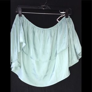 Light blue silky off shoulder top 😇